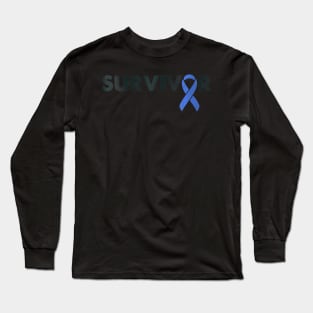 Womens Survivor Support Ribbon Rectal Cancer Awareness Long Sleeve T-Shirt